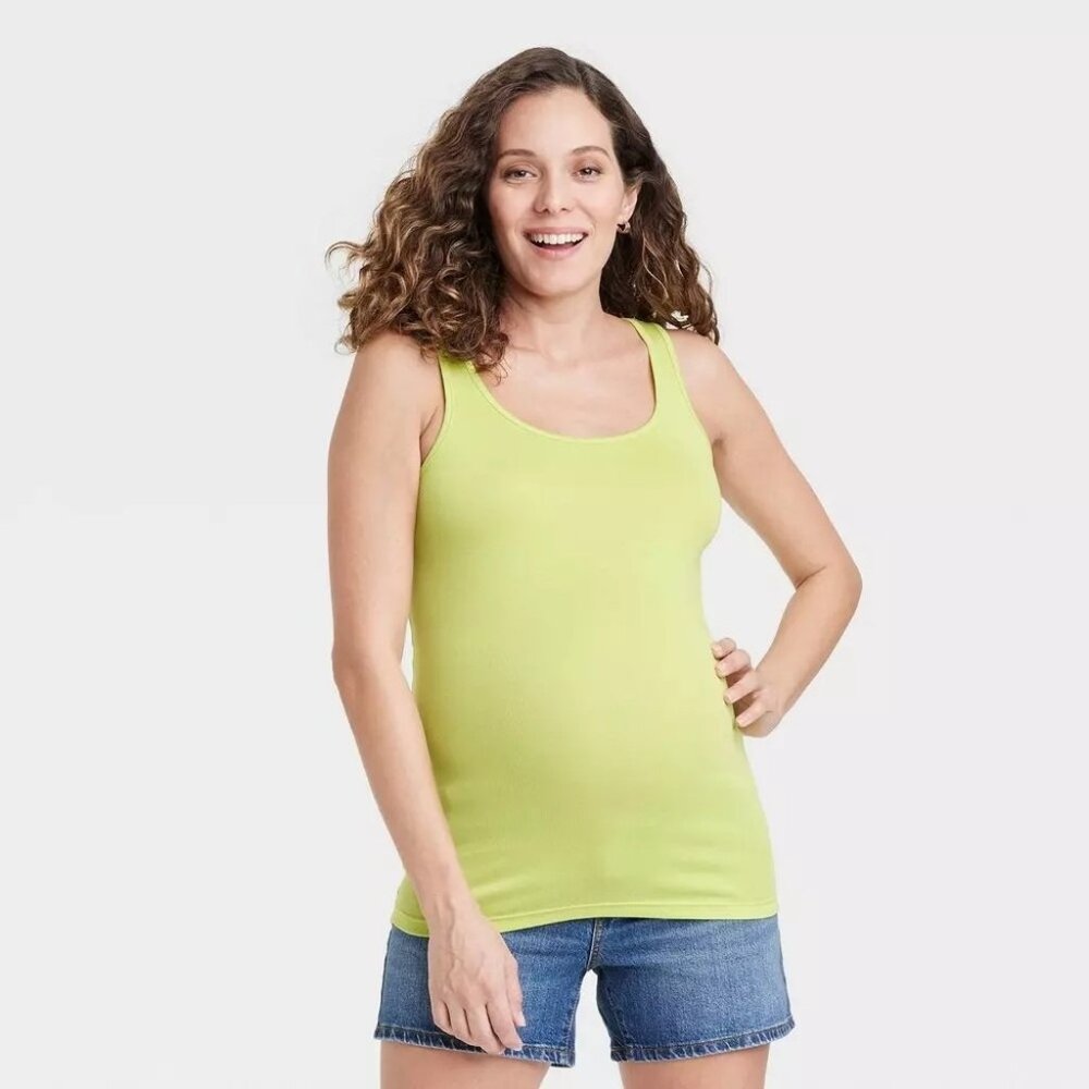 NEW Isabel Maternity by Ingrid & Isabel Scoop Neck Tank Top - Lime Green